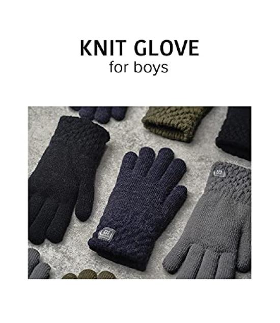 Детские перчатки для подростков от 13 лет [Arisana] Мальчики, Подростки, Простые, Классические, Размер, 03.Темно-синий,