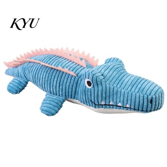 Aggressive Chewers Toys for Dogs Corduroy Crocodile Dog Toy, Squeaky Plush Chew Soft Teeth Grinding Boredom Relief Stuffed Animal Small to Medium