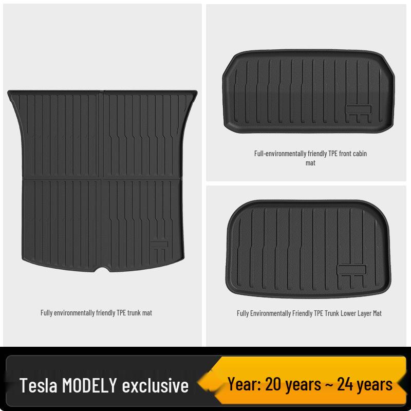Коврики в передний и задний багажник и подпятник Tesla Model Y/3 из TPE