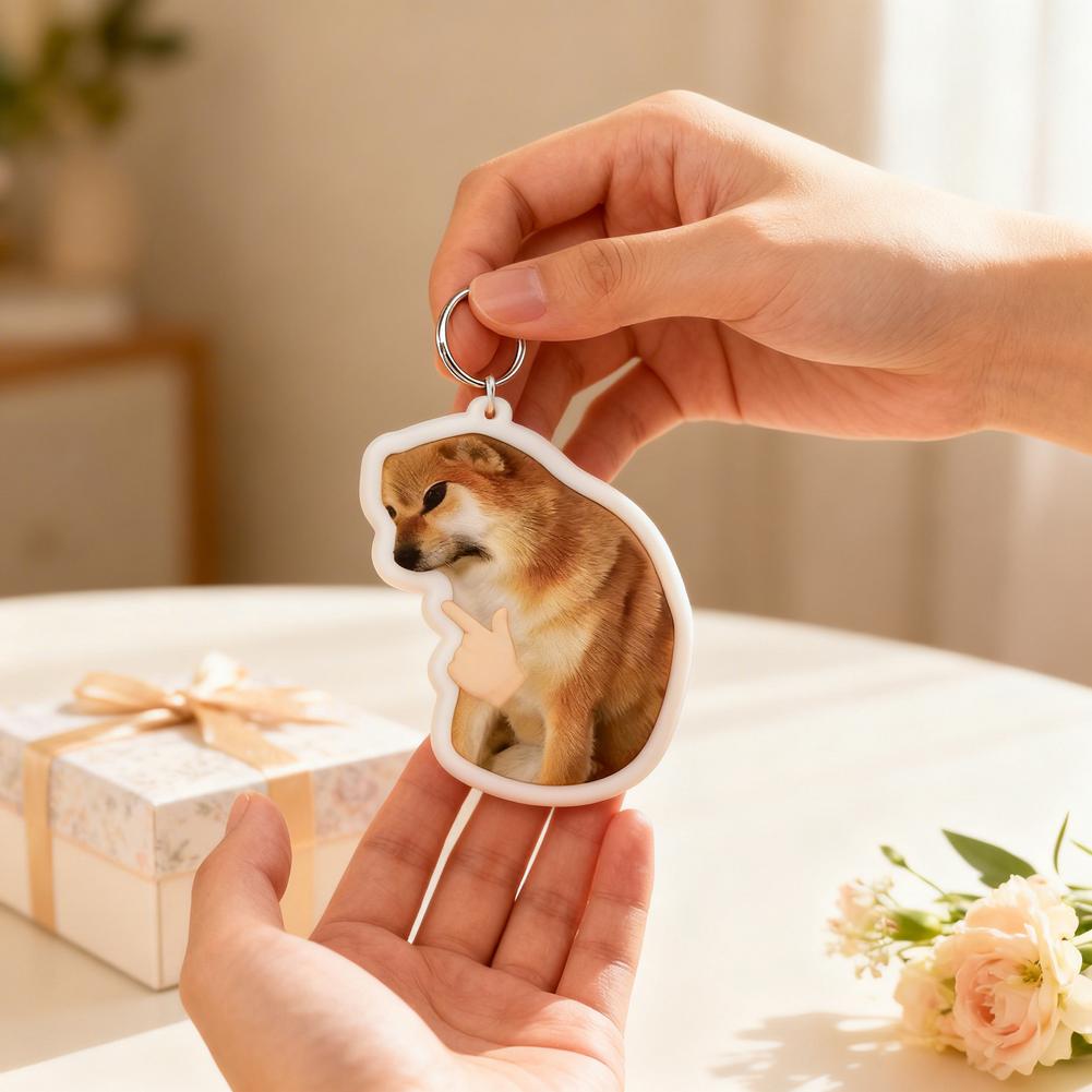 Voice Button Plush Dog Bark Sound Pendant Portable Hook Design Funny Gift Pet Toy Stress Reliever Keychain ABS Plastic