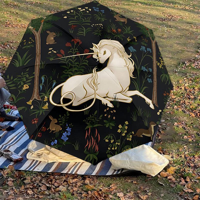 1PC unicorn forest Umbrella-8-Rib Reinforced, Automatic Open, Lightweight & Durable, Cute Fashion Accessory for Outdoor-A1294