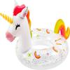 1pc Unicorn Shape Inflatable Pool Float with Glitters Inflation Swimming Ring for Outdoor Water Inflatable Lounge Raft Tube