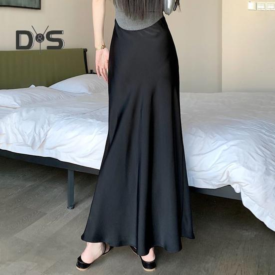 Женская юбка-рыбий хвост с высокой талией и запахом на бедрах, длинная юбка А-силуэта, однотонная, удобная, подчеркивающая фигуру юбка