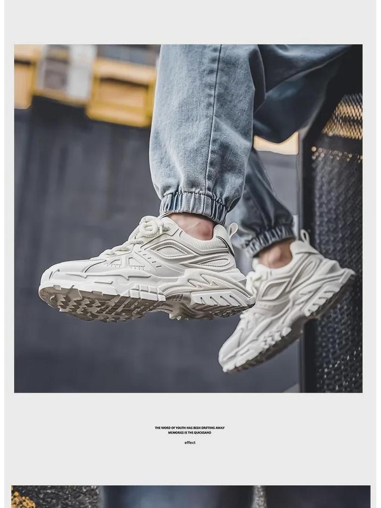 Мужские модные кроссовки из дышащей сетки 2025 года на весну — повседневные, низкие, на толстой подошве для папы-подростков