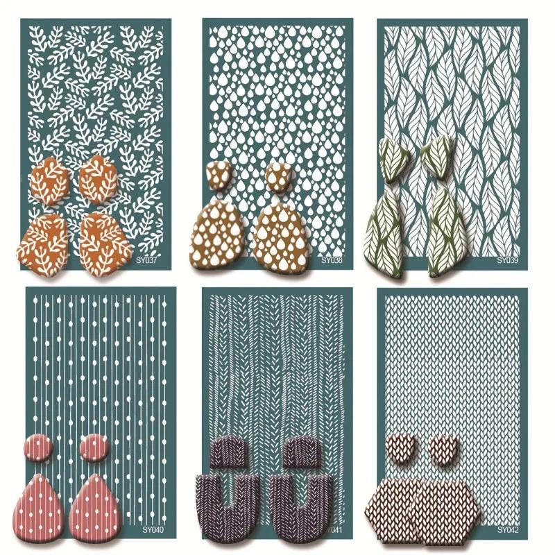 Шелкотрафаретные трафареты для полимерной глины Набор для шелкотрафаретной печати Сетчатый трафарет Декоративные глиняные штампы Печать Изготовление ювелирных изделий Серег