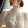 Shirt Spring and Summer High-end Sense of White Puff Sleeve Stand-up Collar Blouse Women