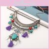 Ethnic Style Simulation Gemstone Decoration Women Necklace With Tassel Design For Art Lovers