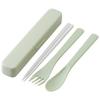 Skater Antibacterial Silent Trio Set, Chopsticks, Spoon, and Fork, Dark Green, Made In Japan, TAC1AG-A