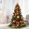 Christmas Tree Skirt, Red & Green Merry Christmas Tree Skirt Collar, Soft Xmas Holiday Decoration