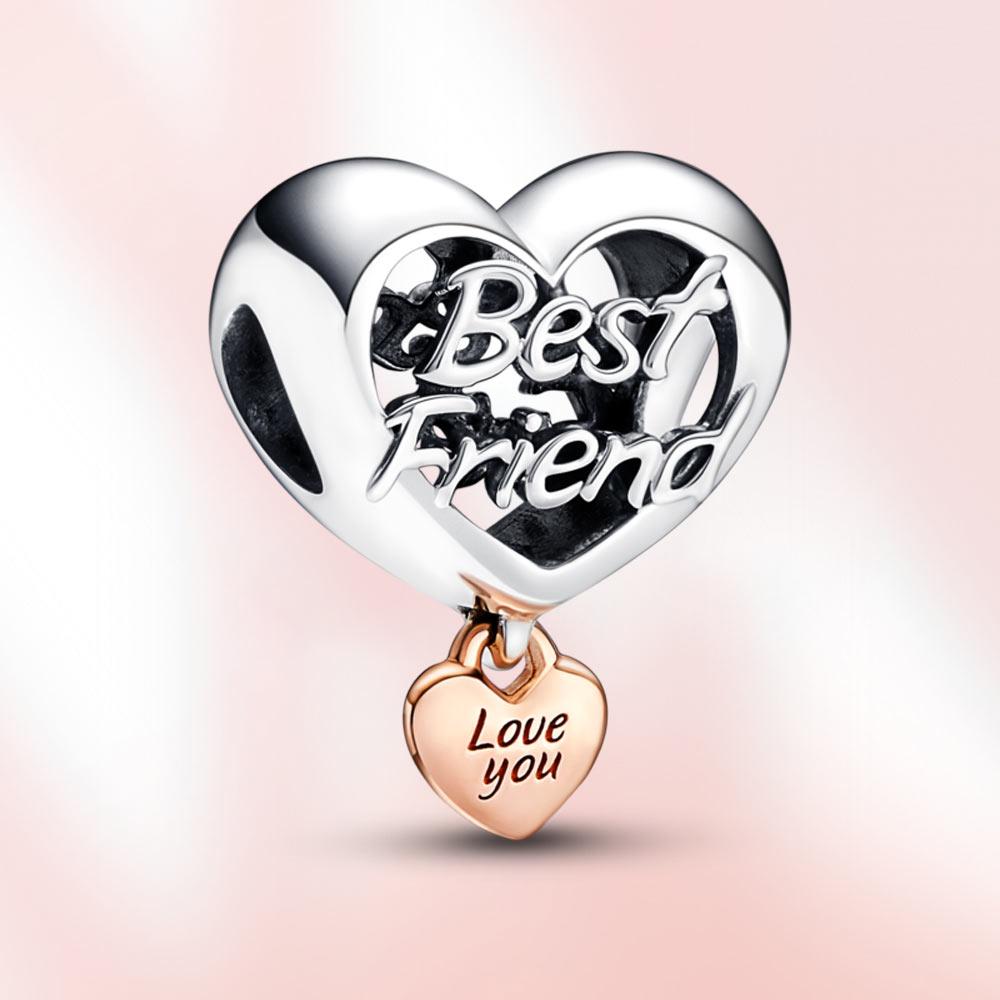 Новый шарм S925 из стерлингового серебра с сердцем из бисера, подвеска для мамы, подходит для оригинального браслета, женские модные украшения, подарок для любви