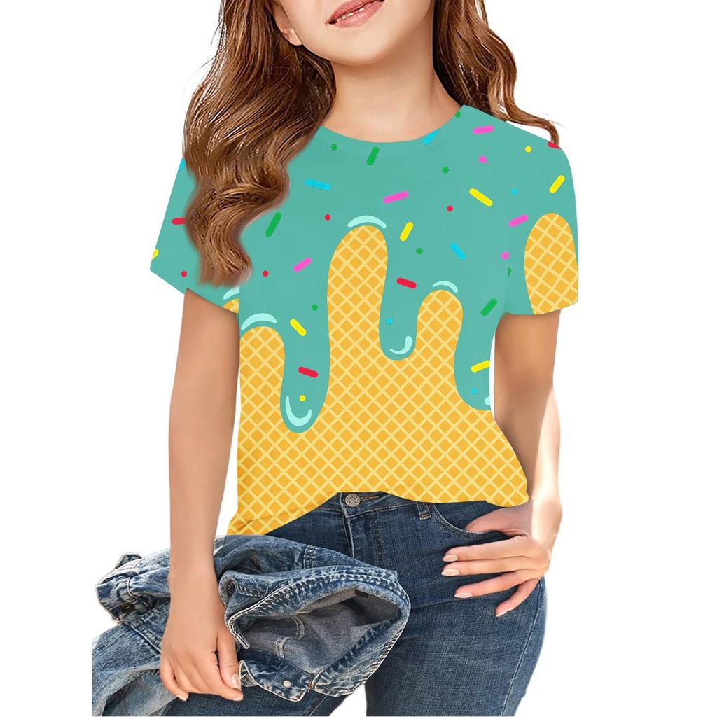 Toddler Girl Boy T-Shirts Kids Top Boys And Girls Printed Short Sleeved T-shirt 2-12Y