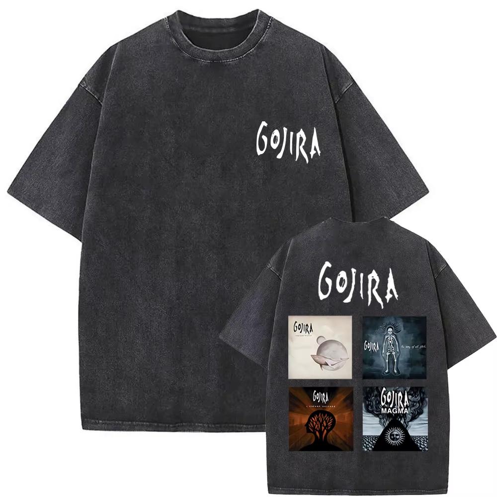 Летняя мода 2026 Модная футболка Стираная Винтажная Метал-группа Gojira Футболка От Марса до Сириуса Летающие киты Змея Графические футболки