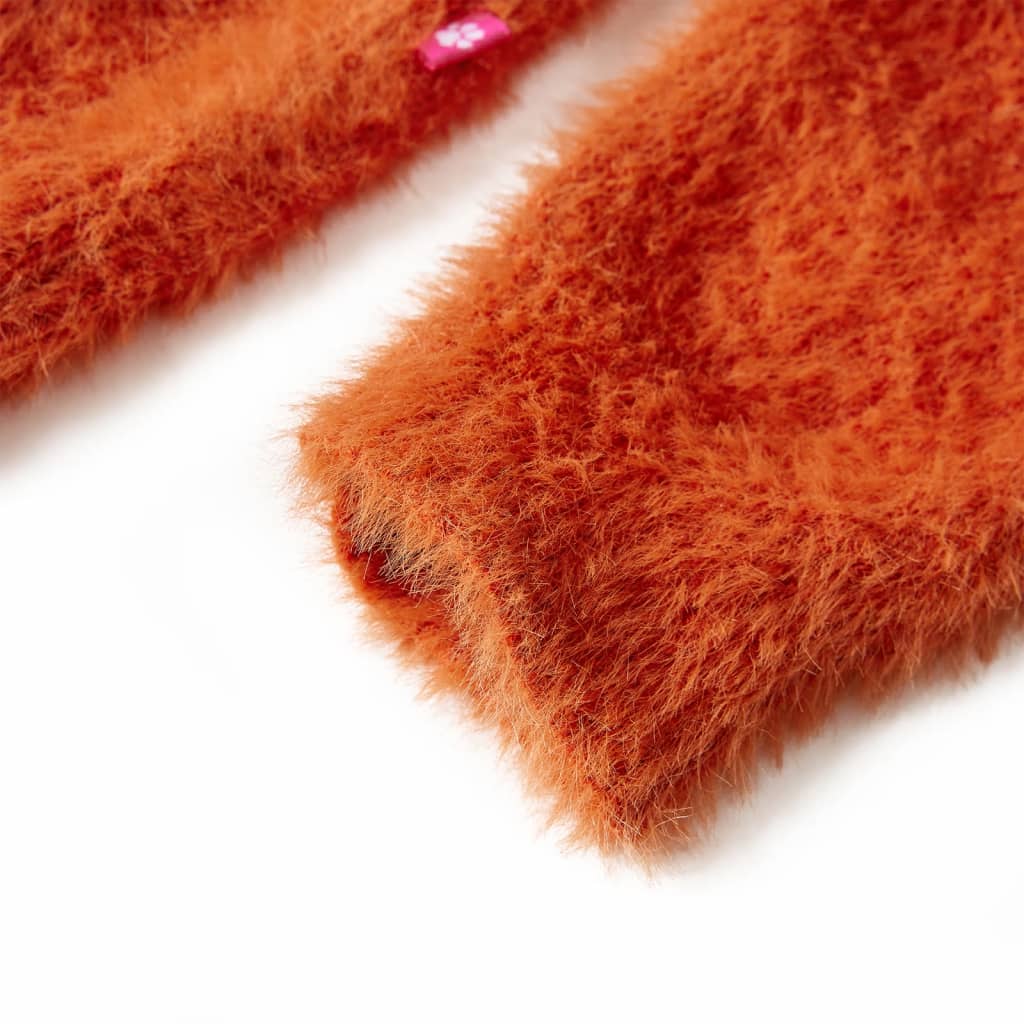 Sweter Dziecięcy Z Dzianiny, Palony Pomarańcz, 116