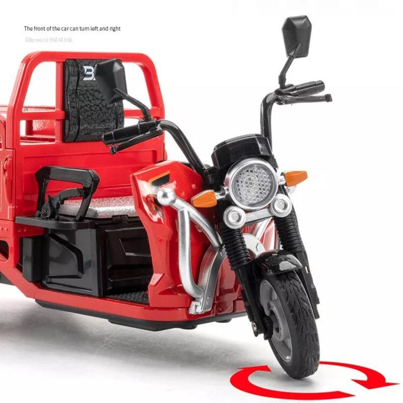 1/12 Электрический трехколесный велосипед Модели машин Игрушки Литой металлический корпус мотоцикла Резиновые шины Звук Свет инерционный механизм Игрушки Подарки для детей