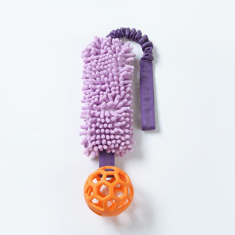 Bite Resistant Squeaky Dog Chew Toy Ball With Pull Rope For Large Dogs
