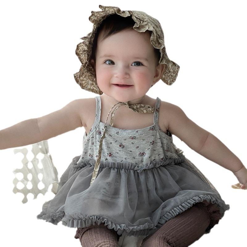 2024 милый комбинезон для ползания на подтяжках для новорожденных девочек, летний тонкий