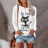 Funny Cat Pattern Women's Long Sleeves T-shirts Fashion Street Trend Women T Shirt Pullover Casual Loose Female Clothing Tops