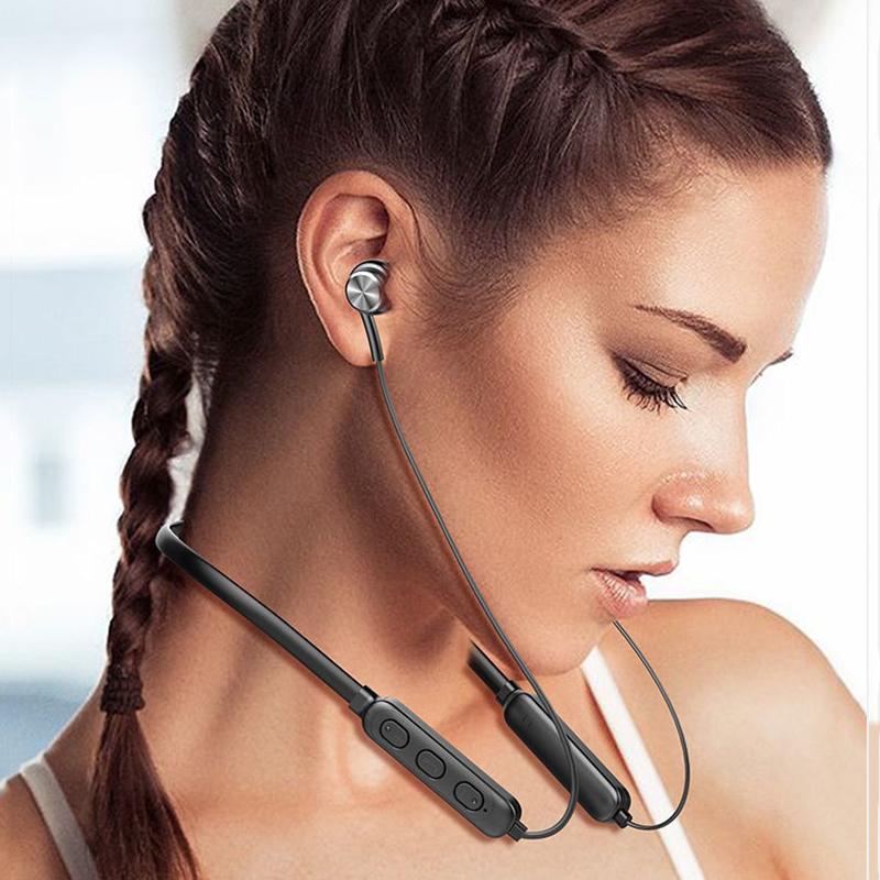 New Hanging Neck Wireless Bluetooth Earphones Magnetic Stereo Sports Headset IPX7 Waterproof Wireless Earphones with Mic for Smartphones