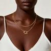 Trendy Layered Necklace for Women, 18K Gold Plated Stainless Steel Link Chain Modern Minimalist Jewelry