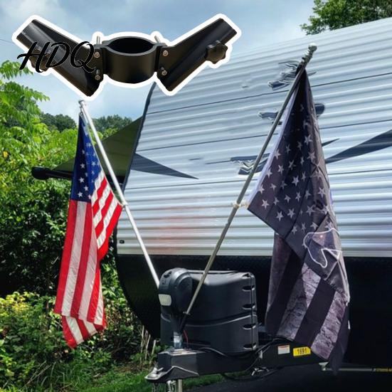 Outdoor Camping Flag Mount Dual Pole Mount Aluminum Holder for Trailer Hitch