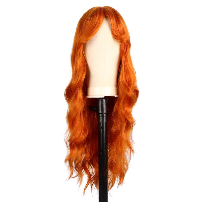 Длинные кудрявые парики для женщин, синтетические волосы, рыжий парик с густой челкой, длинный кудрявый парик для белой женщины, костюм для дрэг-квин, косплей