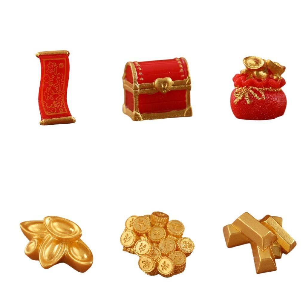 Микро Новогодний Пейзаж Смоляное Украшение Подарочная Упаковка Золотая Монета Баннер Кролик