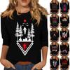 3/4 Sleeve Tops For Women T-Shirt Casual  Print Tops T Shirt Round Neck Pullover Blouse