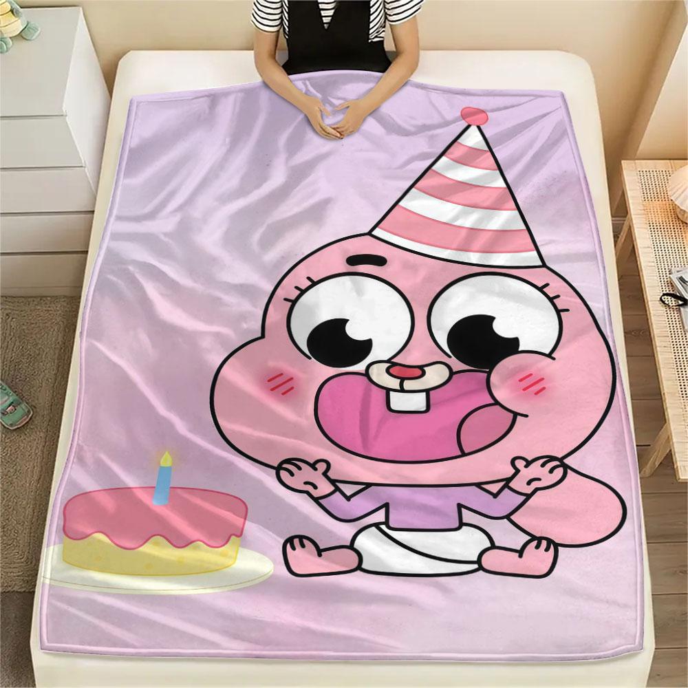 Anais Gumball Printed Flannel Blanket, soft throw for bedroom sofa, washable, fan merchandise, great gift.