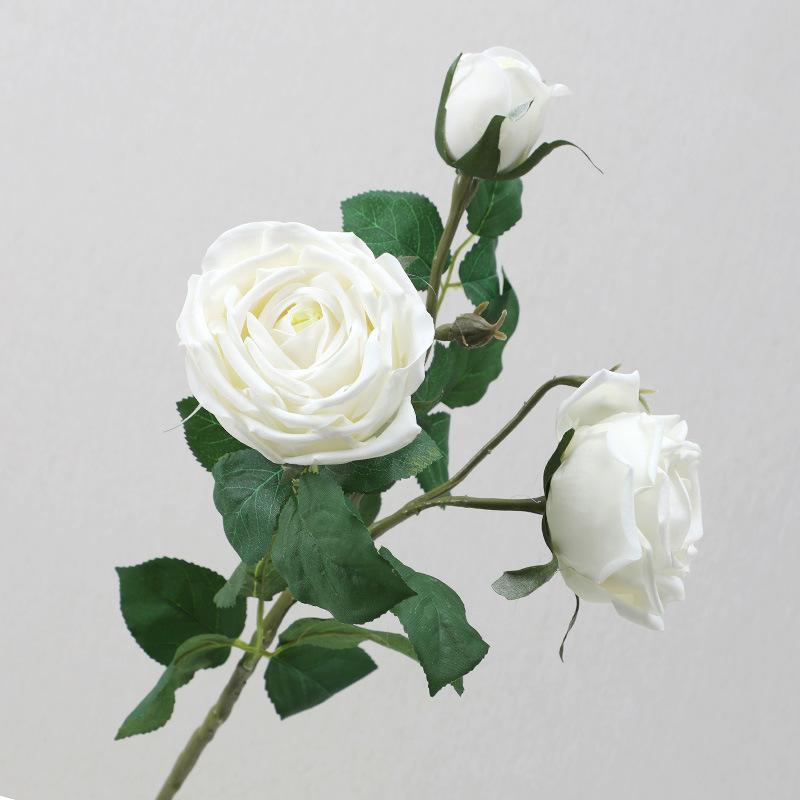 Simulation 3 Head Feel Moisturizing Honey Rose Home Living Room Decoration Pot Fake Flower Simulation Rose