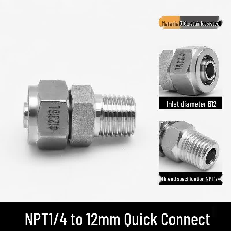 Benxinnong Нержавеющая сталь 316L Лабораторный газовый быстрозажимной NPT 1/4" Наружный разъем