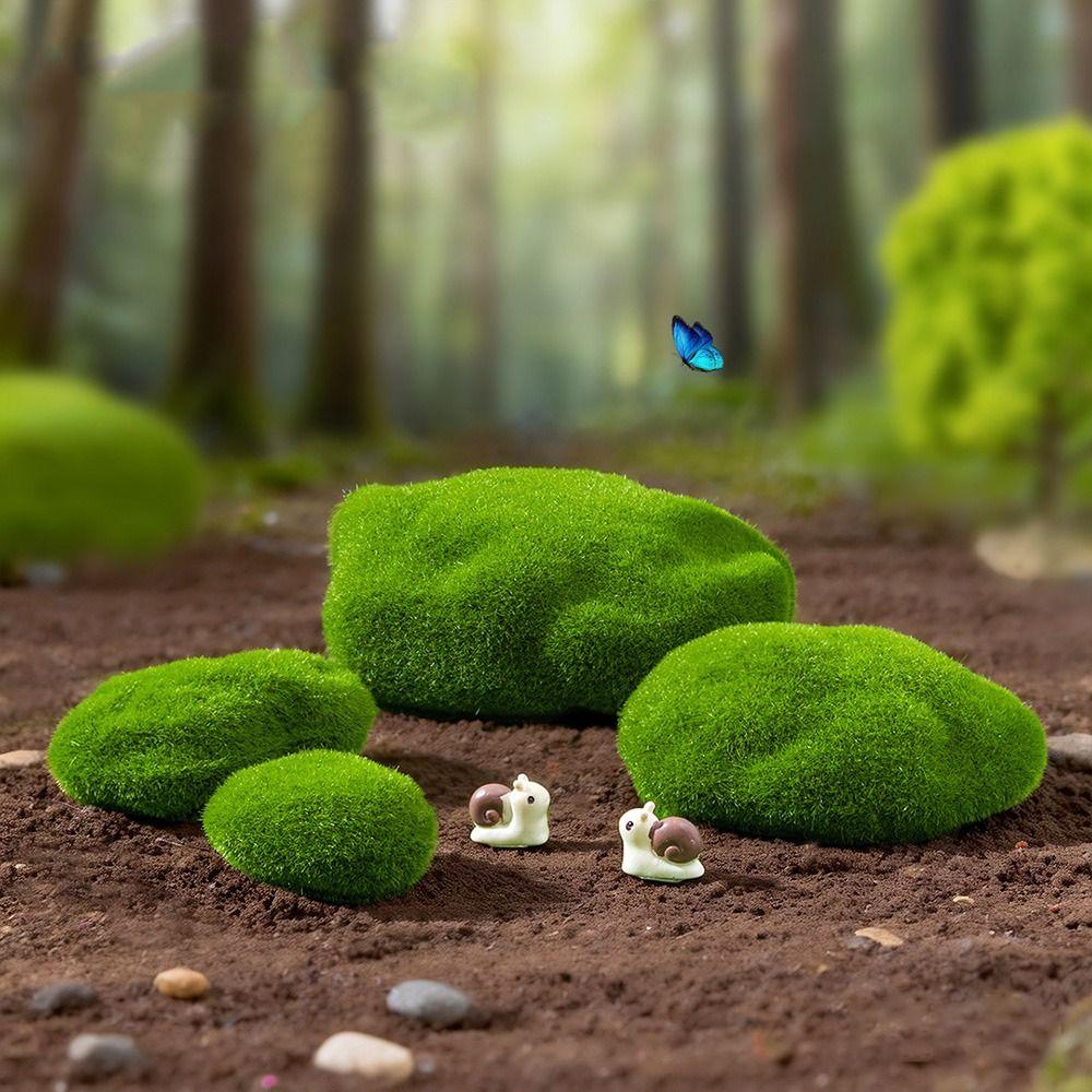 2/4/6/10PCS Flocking Foam Artificial Moss Rocks Micro Landscape Miniature Figurine Landscape Making