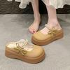 Fairy wind bag head half slippers female summer wear 2025 new pearl bow thick bottom lazy cool slippers