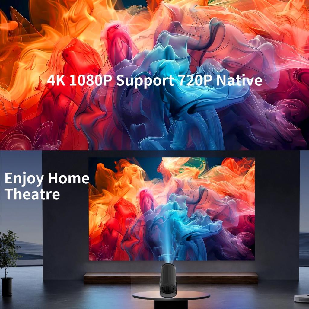 S200 4K Supported Mini Projector, Portable Wireless Screen Mirroring Projector, Compact Size for Home Theater