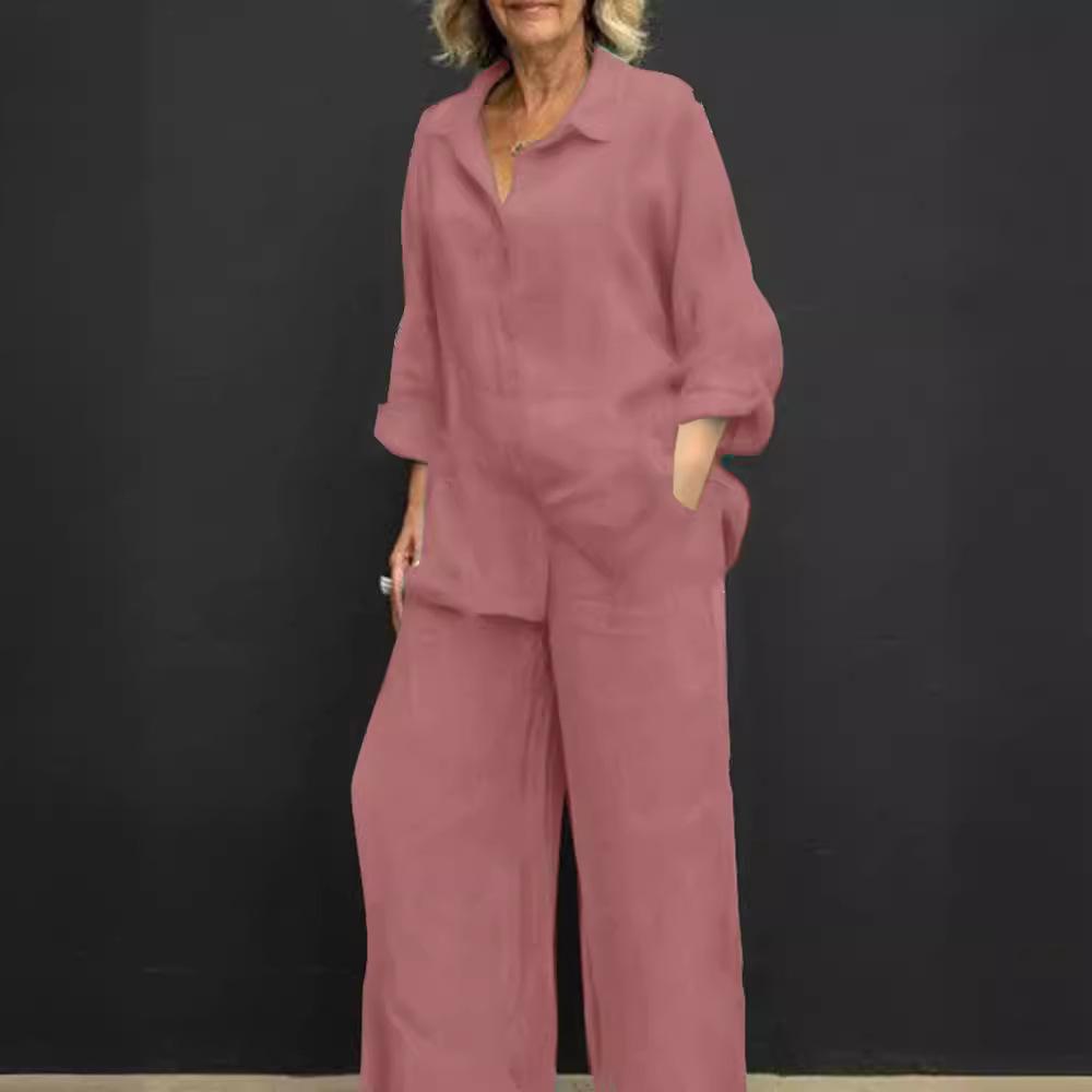 Женская свободная блузка и брюки, повседневный комплект из двух предметов