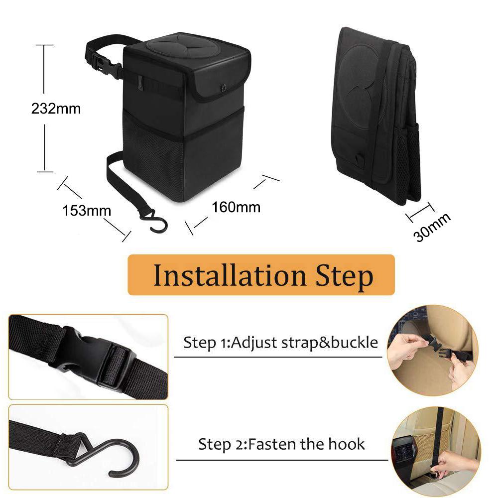 Waterproof Car Trash Can Bin Auto Car Accessories Organizer Garbage Dump For Trash Can Cars Storage Pockets Closeable Portable