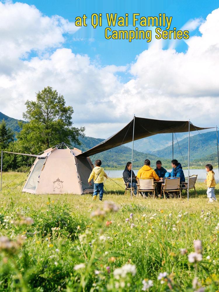 Portable Automatic Quick-Open Tent with Sun Protection and Vestibule for Camping or Parks
