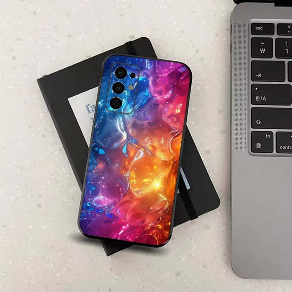 Rainbow Holographic Case For Samsung Galaxy A73,52,71,53,32,72,41,J7,22,Note,31,8,9,Soft Black Silicone Cover