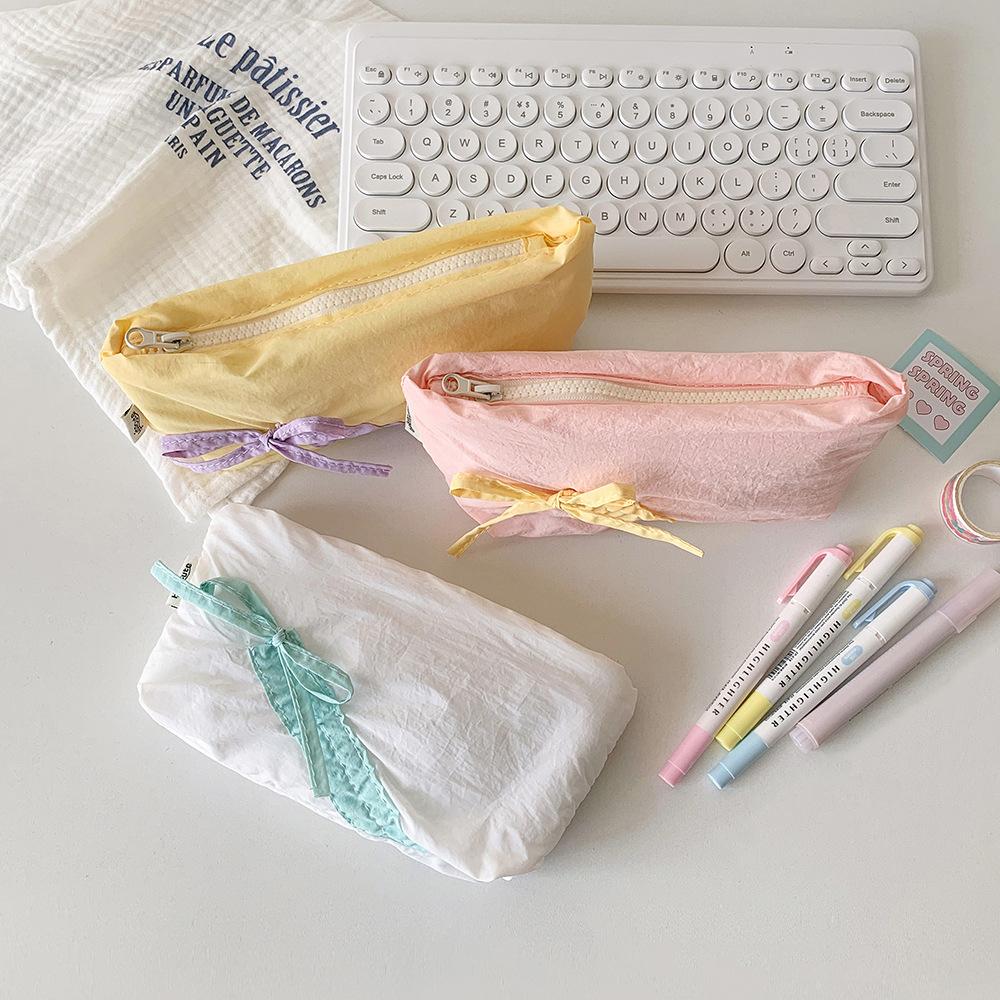 Large Capacity Korean Pencil Case Straps Bowknot Ins Pencil Pouch Y2K Bow Stationery Bag Student