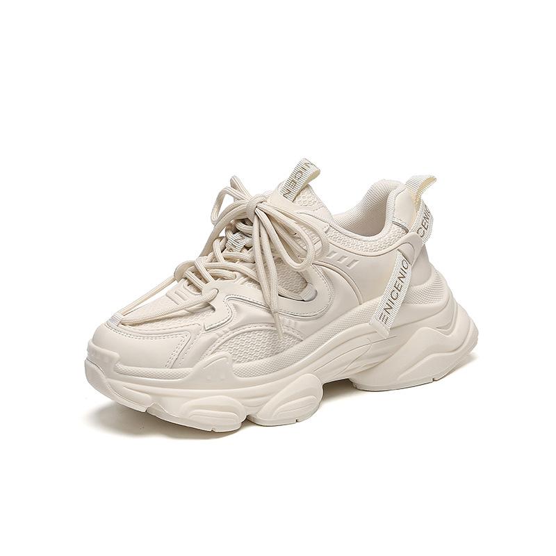 Strictly Selected Dad Shoes Breathable New Platform Women's Casual Sports Shoes Internet Celebrity Straps Women's Shoes Black and White Heightening S