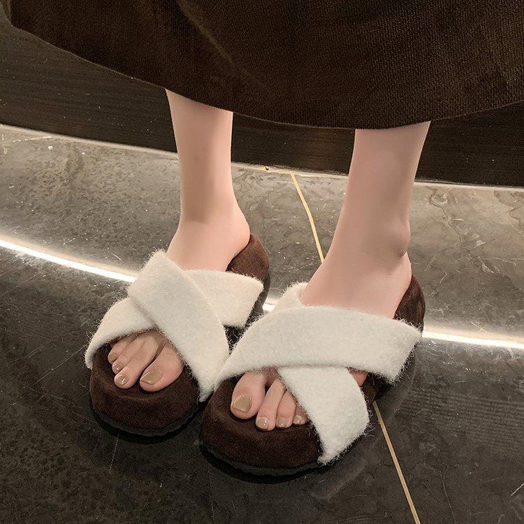 Тапочки Mao Mao женская верхняя одежда 2024 осень и зима новая корейская версия модные и удобные толстая подошва модные однословные котто