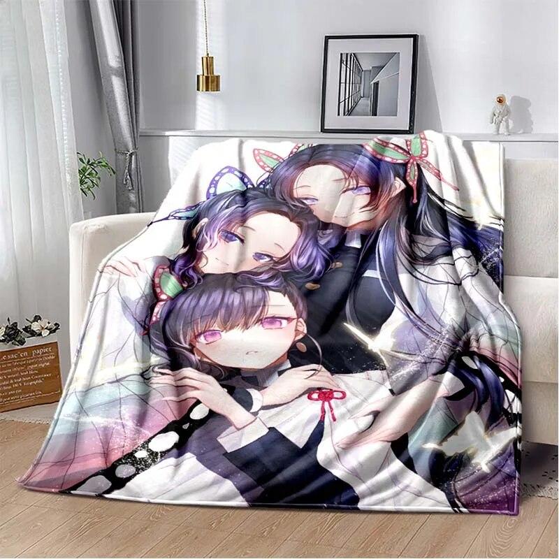 Модное одеяло Demon Slayer-легкое фланелевое покрывало для дивана и кровати, одеяло с цифровой печатью из мягкой фланелевой ткани с червями