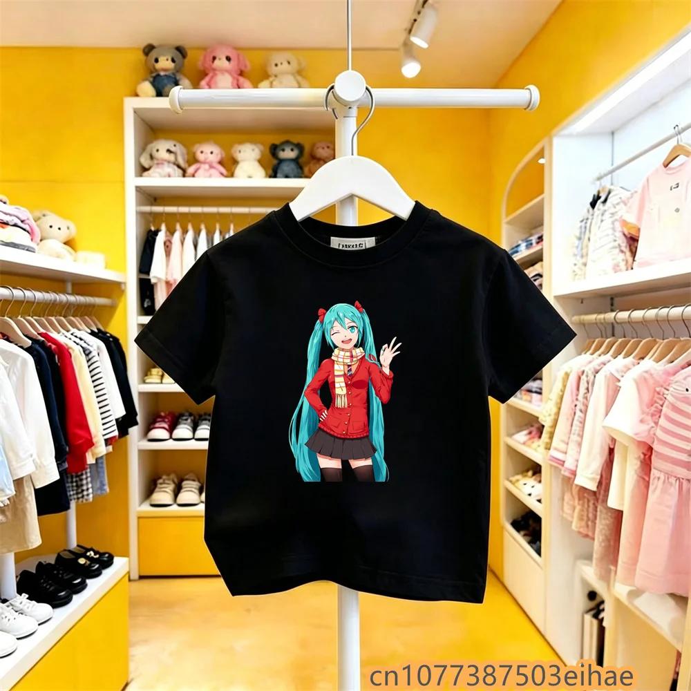 Hatsune Miku Anime Future Peripheral Collaboration Pure Cotton COS Anime Cartoon Printed Boys and Girls New Casual Tshirt
