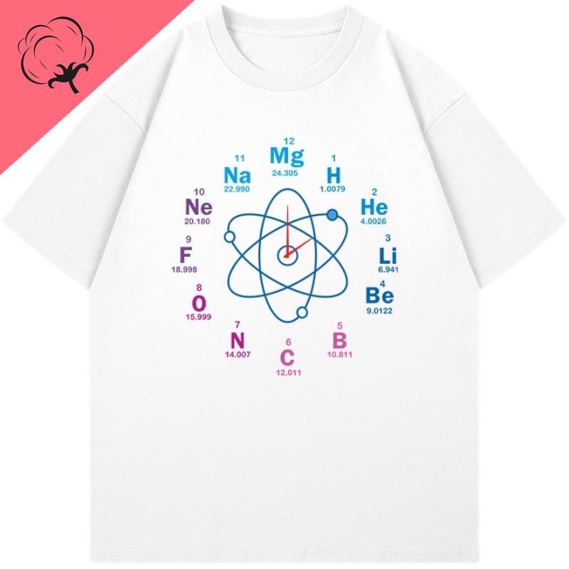 Chemistry Student TShirt Short Sleeve Laboratory Clock Creative Fun Eleunisexts Periodic Table Cotton Summer Casual Loose Top