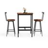 Bar table and stool set, dining table with two chairs, metal frame, industrial style, for dining room, living room, rustic brown, 60cm*60cm*90cm
