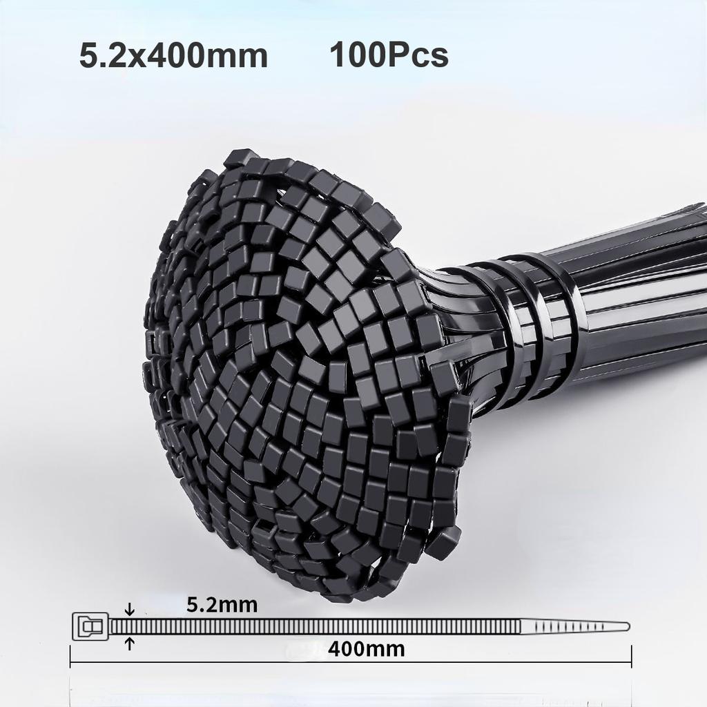 100Pcs Heavy Duty Self-locking Plastic Nylon Tie Wrap, Strong and Reliable Cable Ties