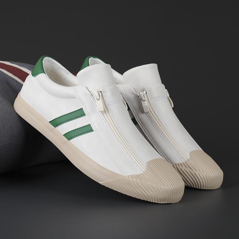 Мужская парусиновая повседневная обувь, уличные бежевые кроссовки, мужские модные двухрядные боковые молнии, дизайнерские лоферы, легкая прогулочная обувь для мужчин