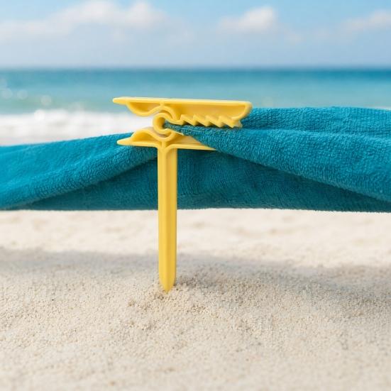 4Pcs Beach Towel Fixing Clip Stake, Windproof Outdoor Picnic Blanket Sand Spikes, Portable Blanket Holder Picnic Mat Clamps