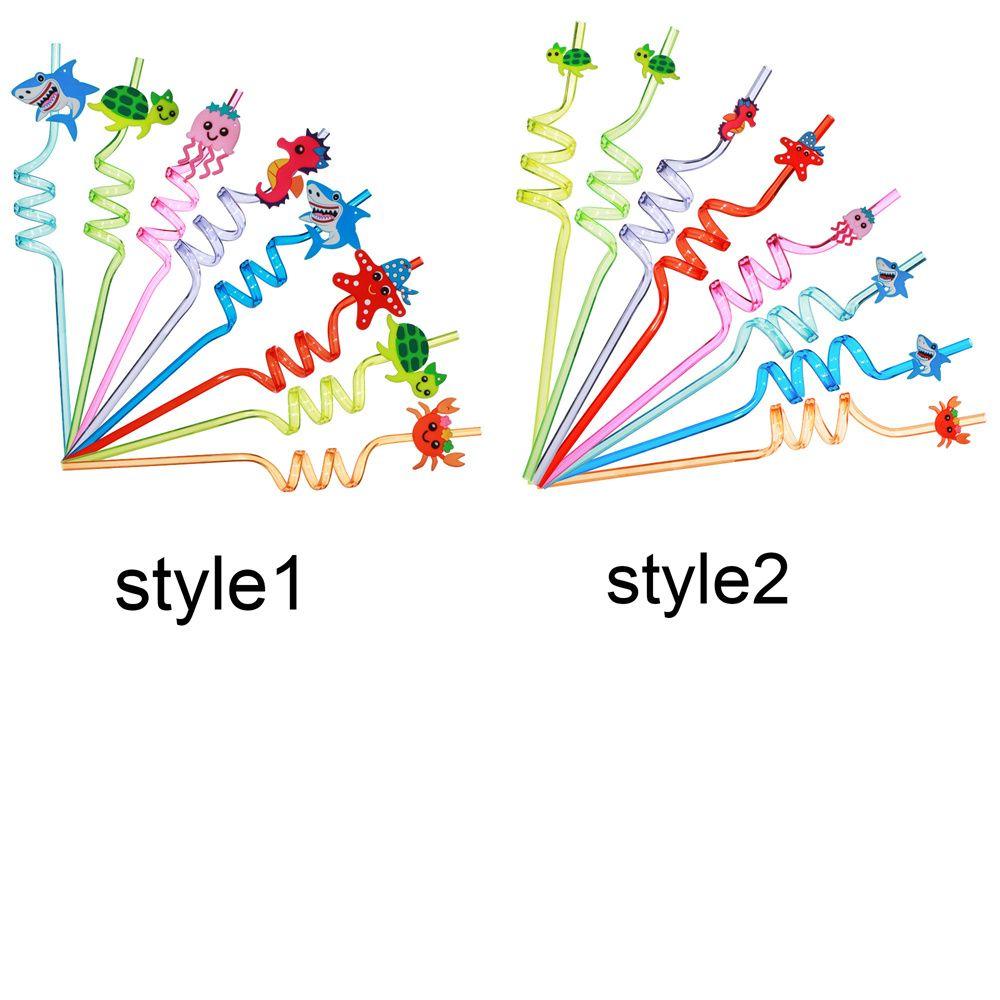 Party Supplies Party Decorations Kids Gifts Plastic Straws Ocean Animal Drinking Straws Reusable