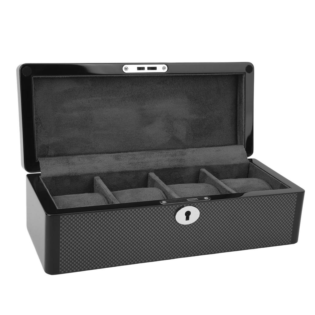 Коробка для часов, черная, 4 слота, мягкая бархатная подкладка, витрина, органайзер для ювелирных наручных часов