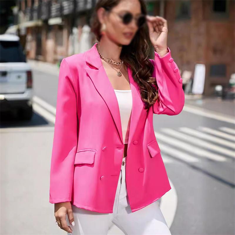 Маленький костюм женская одежда длинный рукав новый отложной воротник однотонная куртка